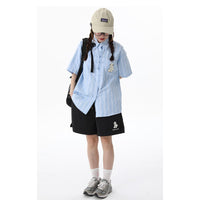 わんこ・チャイナ・ストライプシャツ