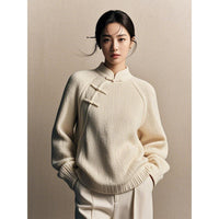 大襟風チャイナライン・ニット